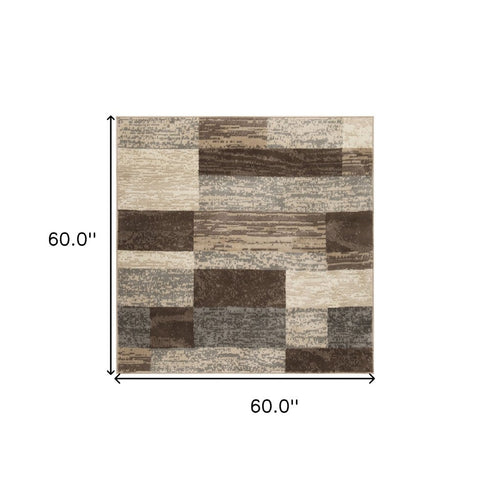 12' Beige Slate Gray And Brown Patchwork Runner Rug